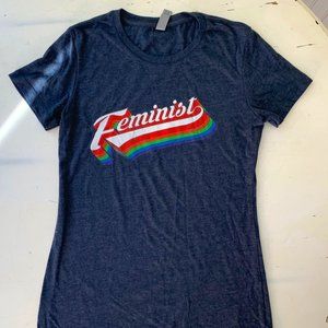 Retro Feminist Rainbow T-Shirt - Sz Small